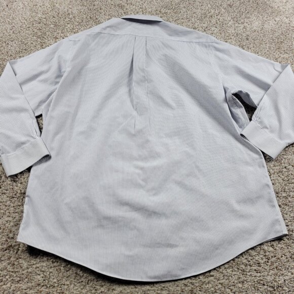 Brooks Brothers Dress Shirt Mens 17.5 4/5 Blue White Up Striped Long Sleeve - Picture 5 of 6